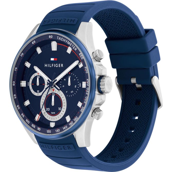 Gents Tommy Hilfiger Stainless Steel Blue Silicone Watch Offering Discounts - Image 2