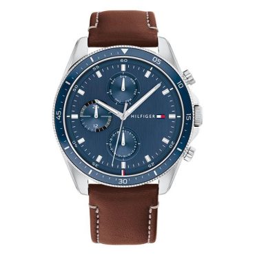 Gents Stainless Steel Brown Leather Strap Watch Tommy Hilfiger Affordable Price