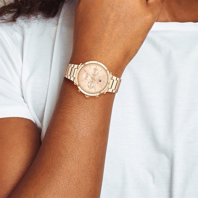 Ladies Champagne Sunray Rose Gold Watch Tommy Hilfiger Trend Model - Image 4
