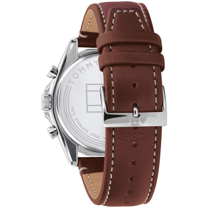 Gents Stainless Steel Brown Leather Strap Watch Tommy Hilfiger Affordable Price - Image 3