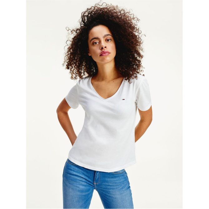 Slim V Neck T Shirt Tommy Jeans Sale Merchandise - Image 4