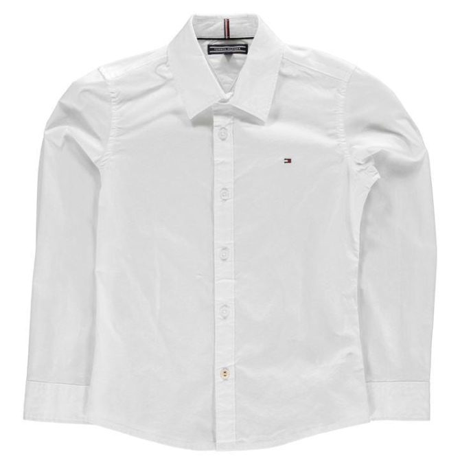 Junior Boys Long Sleeve Poplin Shirt Tommy Hilfiger Less Expensive