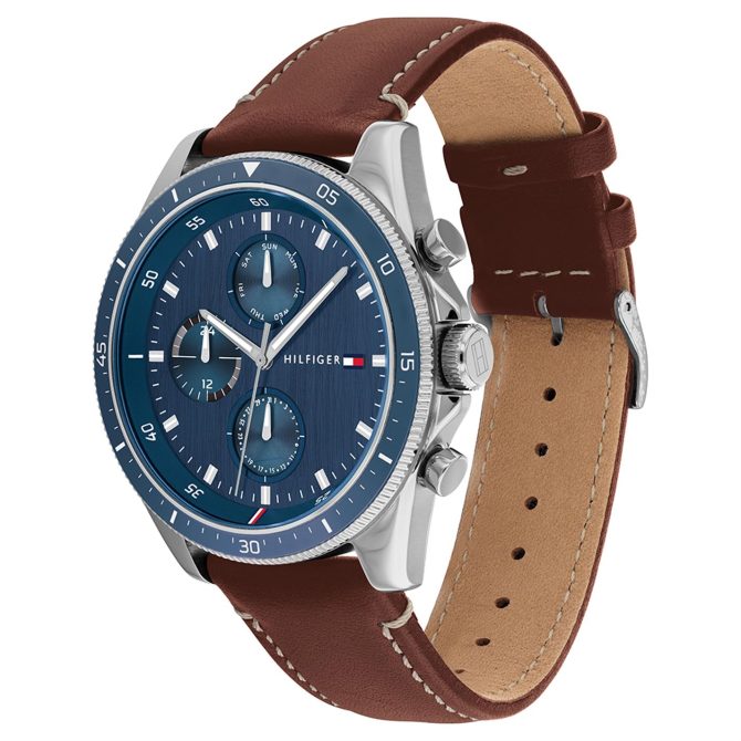 Gents Stainless Steel Brown Leather Strap Watch Tommy Hilfiger Affordable Price - Image 2