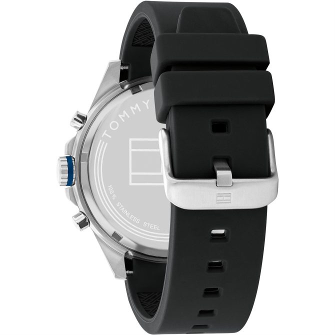 Gents Tommy Hilfiger Stainless Steel Black Silicone Watch Sale Merchandise - Image 3