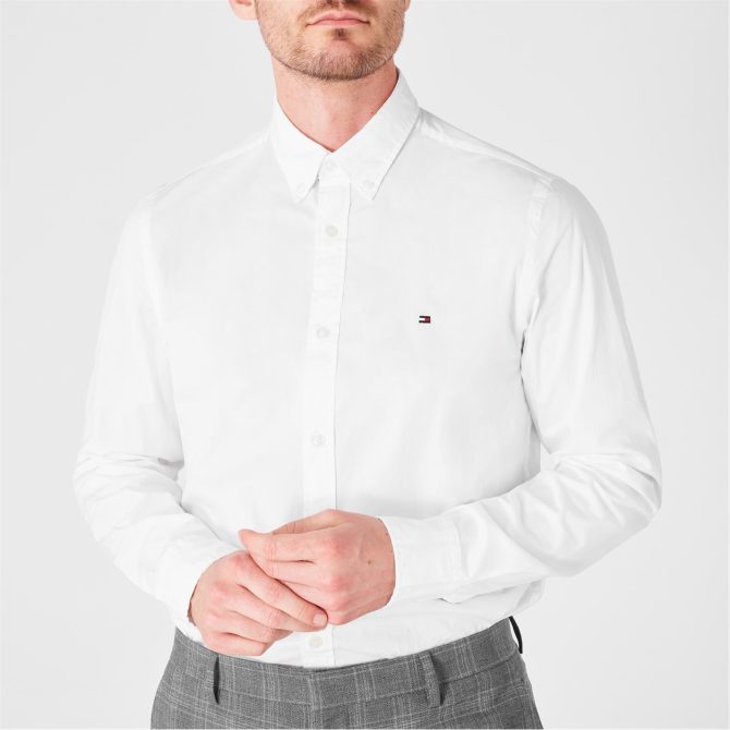 Stretch Poplin Long Sleeve Shirt Tommy Hilfiger Online Sales - Image 4