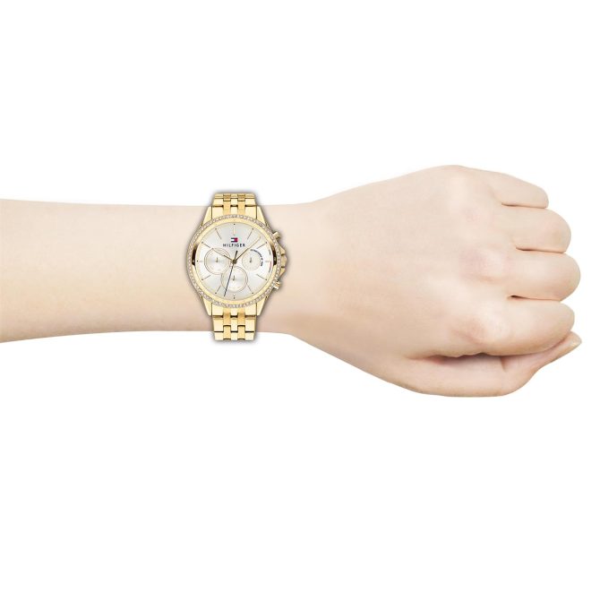 Ladies Crystal Set Gold Plated Bracelet Watch Tommy Hilfiger Free Delivery - Image 4