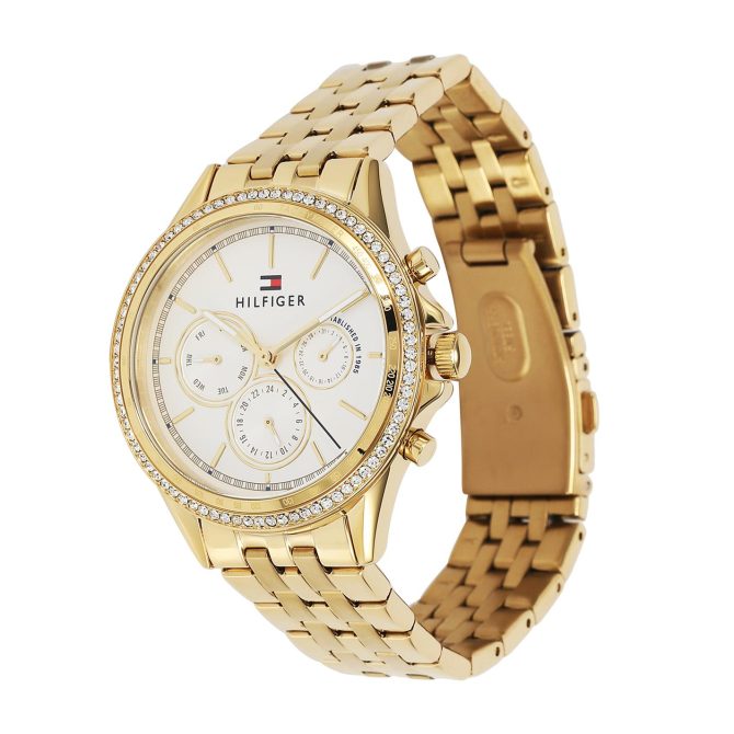 Ladies Crystal Set Gold Plated Bracelet Watch Tommy Hilfiger Free Delivery - Image 2